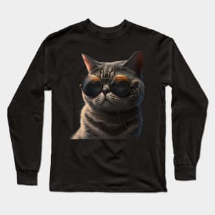 Cat Wearing Sunglasses Long Sleeve T-Shirt